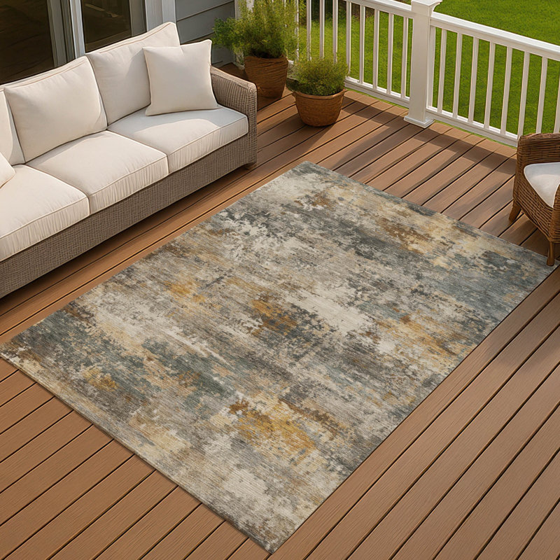 Machine Washable Indoor/Outdoor Earleville ACN2368 Abstract Rug, Rectangle 10' x 14'