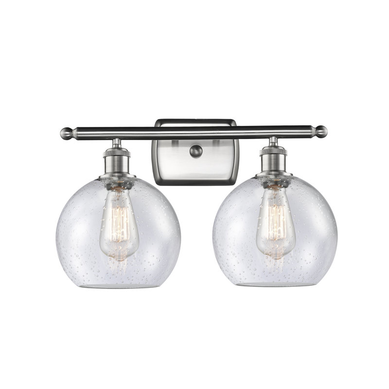 Éclairage pour salle de bain 2 lumières Cindi, Incandescente, Nickel satiné brossé