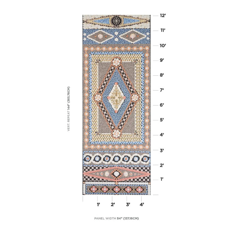 Papier peint Schumacher x Mary McDonald, Onyx / multicolore