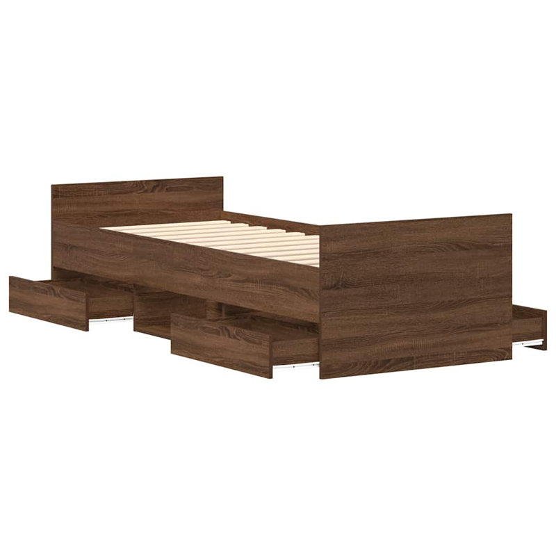 Addylen Storage Bed, Brown Oak, Small Single (2'6)
