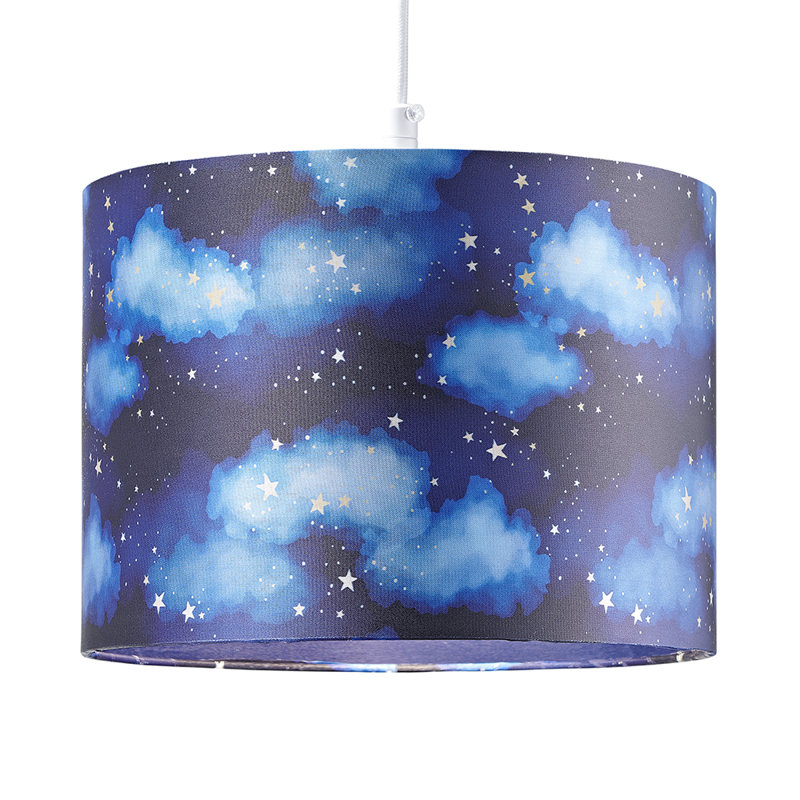 18 cm H Drum Cotton Lamp Shade ( Screw On ) in Blue