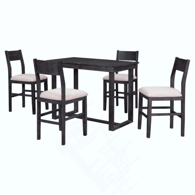 Ensemble de table de salle à manger à hauteur de comptoir 5 pièces Farmhouse avec 1 table rectangulaire et 4 chaises pour petits espaces