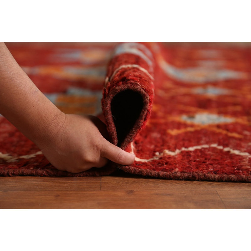 Tapis rouge marocain à motif géométrique oriental 7 x 10