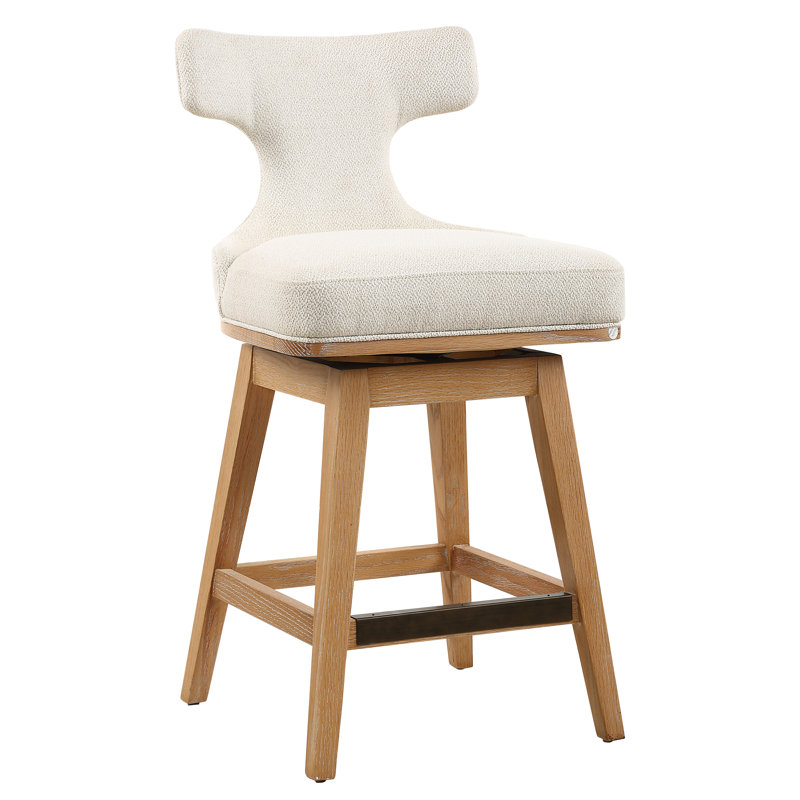 Ramzee Off-White Fabric Counter Stool