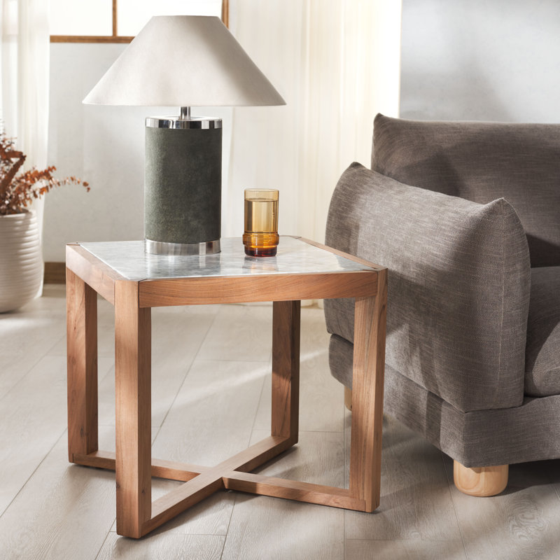 Table d'appoint Kinnedy, Plateau blanc / base naturelle