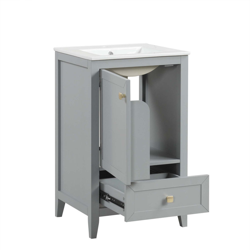 Meuble-lavabo moderne avec matériaux de haute qualité et rangement pratique, Gris
