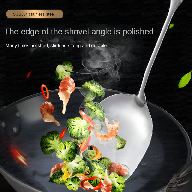 Premium 304 Stainless Steel Kitchen Utensil Set - 7-Piece Non-Slip Cooking Tool Kit For Sauteing, Frying, And Stir-Frying