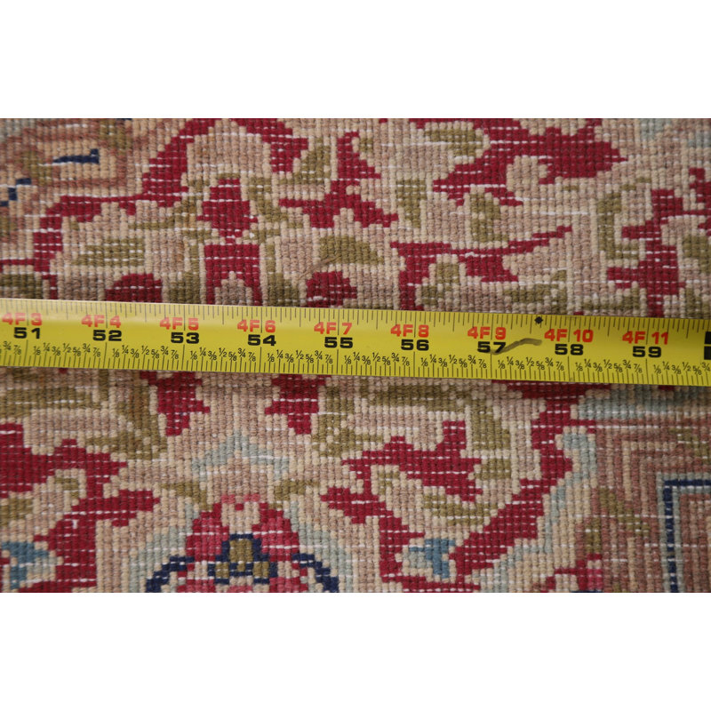 Tapis persan Kerman à motif géométrique délavé noué à la main 10 x 13