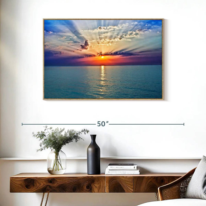 Golden Vanna Sunrise, Cadre flottant en bois naturel, 37 po x 25 po