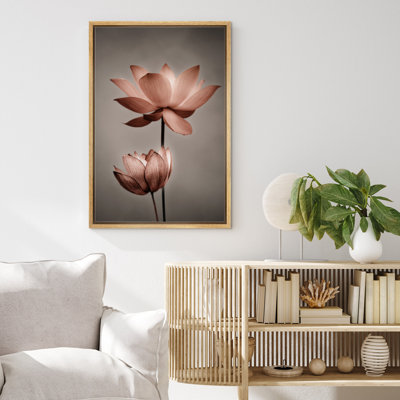 Fleur de lotus, fleur de lotus, minimaliste, décor de salle de bain, grande galerie, impression sur toile tendue