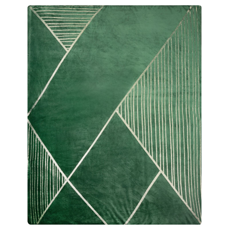 Polyester Geometric Shapes Bedspread, Dark Green