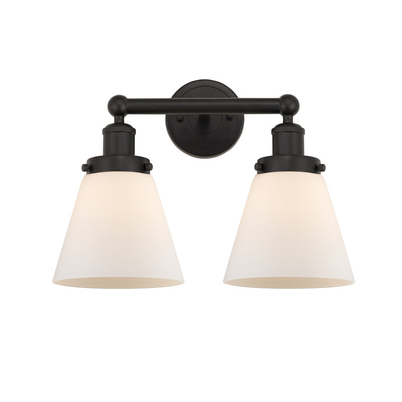 Éclairage pour meuble-lavabo à 2 lumières à intensité variable Cornville, Blanc mat, Bronze huilé
