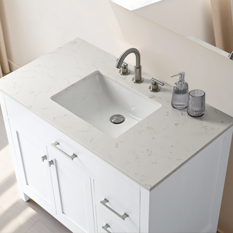 Trevor 42" W Single Vanity, White/Brushed Nickel