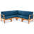 Hoye Outdoor 5pc Modular Corner Sofa Set, L-Shape, Blue Polyester, Brown
