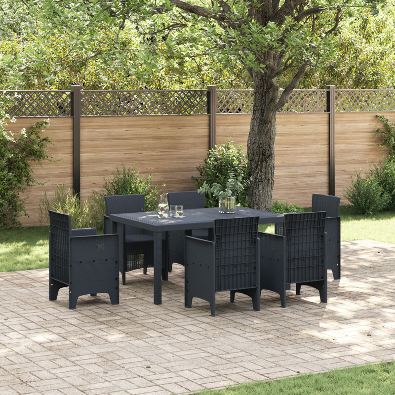 Garden Table Poly Rattan, Anthracite, 73cm H x 150cm W x 100cm D