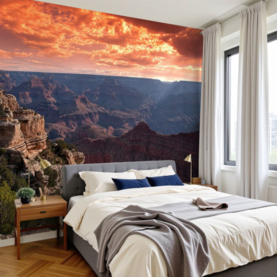 Peel and Stick Wallpaper 96" L x 69" W Modern Self Adhesive Wall Mural for Bedroom Grand Canyon Sunrise Mather Point