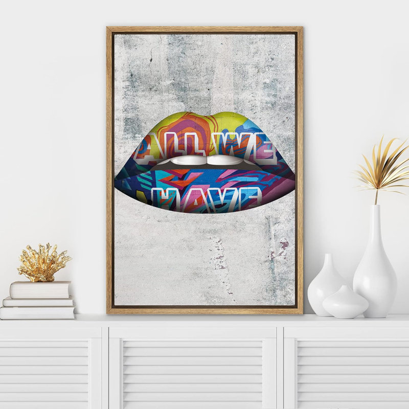 Abstrait arc-en-ciel abstrait - imprimé, H 24 po x l 16 po x P 1,5 po, Cadre flottant naturel