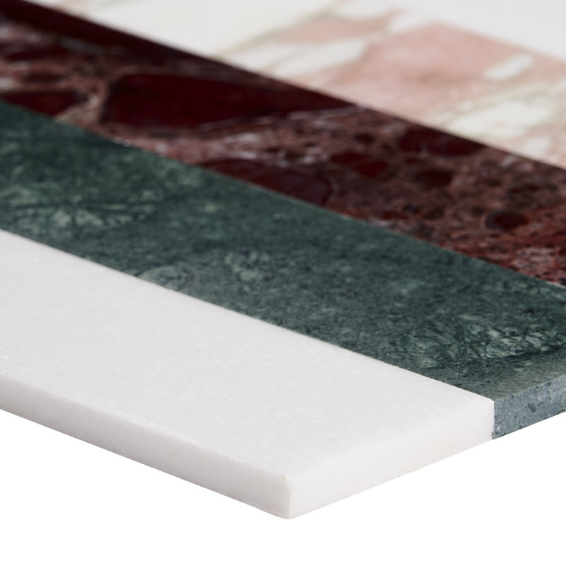 Elizabeth Sutton Curve 2" x 12" Marble Novelty Mosaic Wall & Floor Tile ( 1 sq. ft. / sheet), Passion