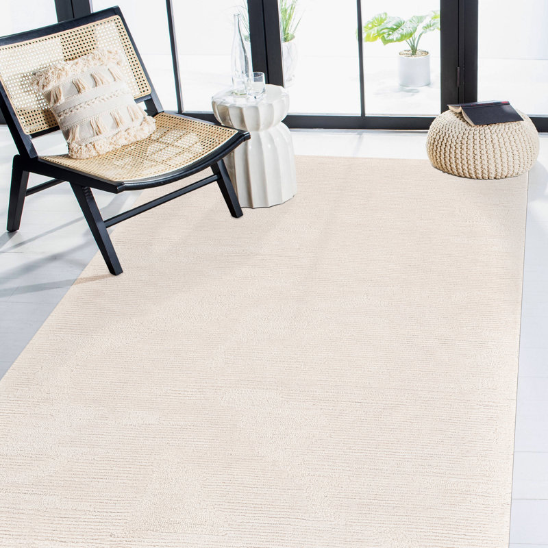 Tapis ivoire crocheté à la main Chappelka, Rectangle 5 pi x 7 pi 6 po