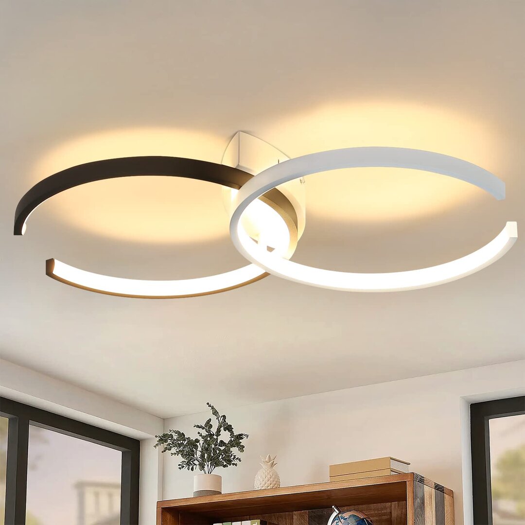 LED Deckenleuchte 2-flammig Schwarz & Weiß 3000K Warmweiß Sheredan 54CM