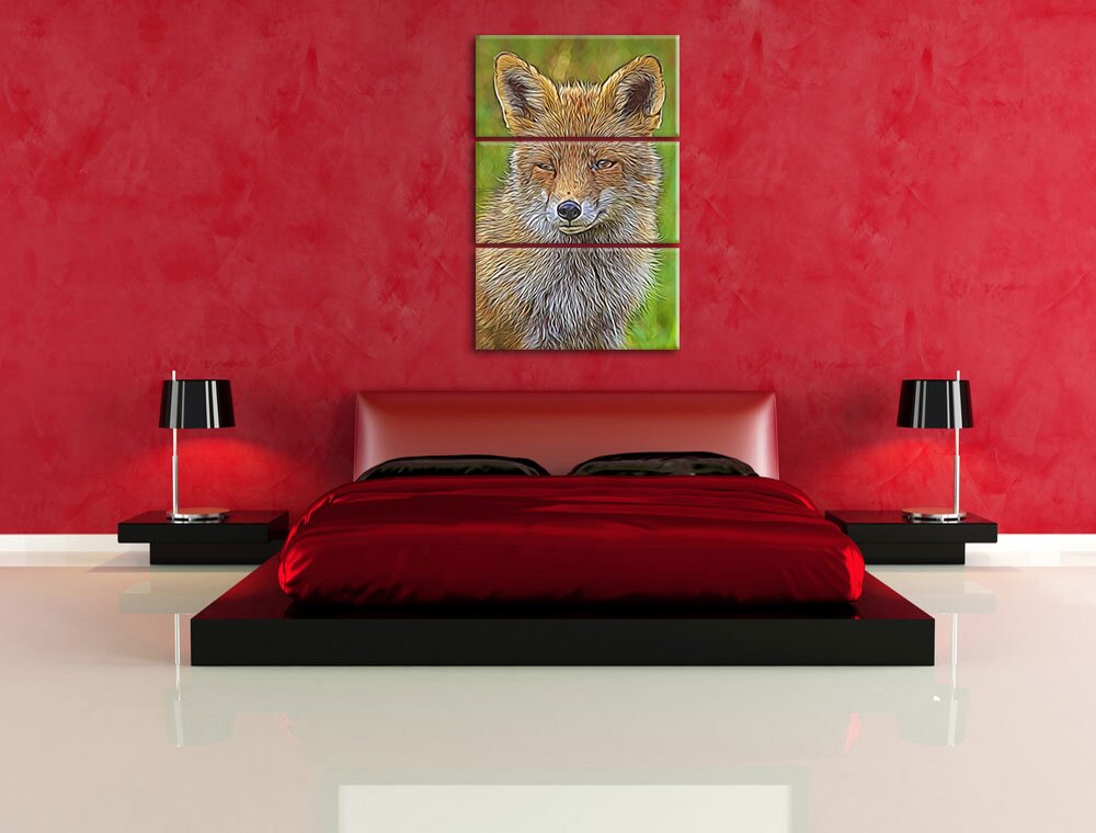 3-tlg. Leinwandbilder-Set „Schöner Fuchs“, Grafikdruck