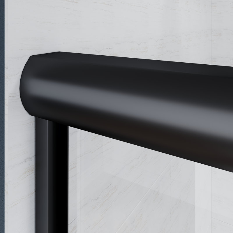 Porte de baignoire coulissante double sans cadre l 57,5 à 60 po x H 62 po / Finition: noire, Noir