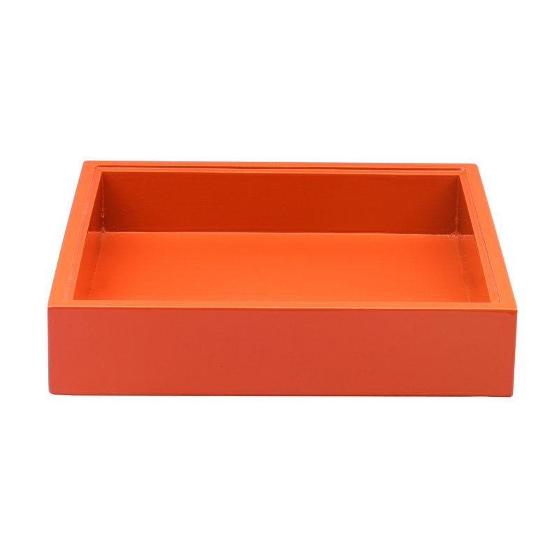 Tre Wood Decorative Tray, Orange, 1.57" H x 7.87" W x 7.87" D, 1