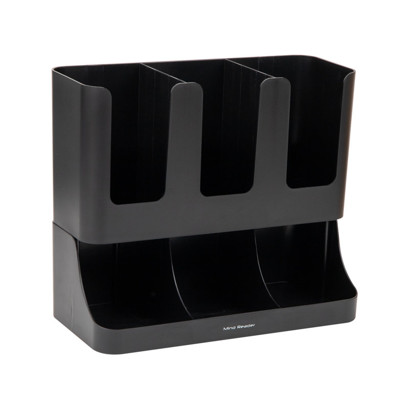 Black 6-Compartment Coffee and Condiment Storage Organizer