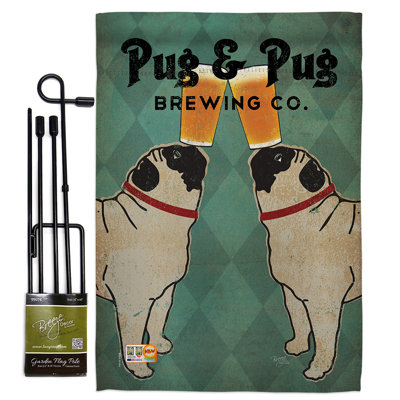 Pug and Brewing Nature Pets Impressions Decorative 2-Sided Polyester 1.5 x 1.1 ft. Flag Set