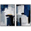 Formes abstraites géométriques géométriques bleues et grises de peinture d'art moderne Zen, 2 pièces-98109586-98109583