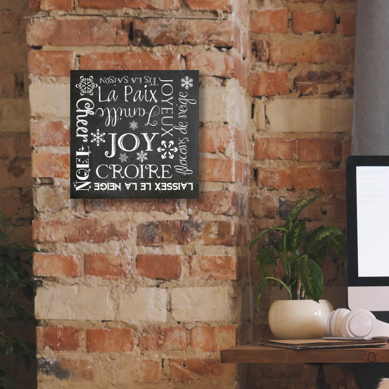 «Christmas Chalk 1 French» par Erin Clark, art mural sur toile, H 12 po x l 12 po x P 0,75 po