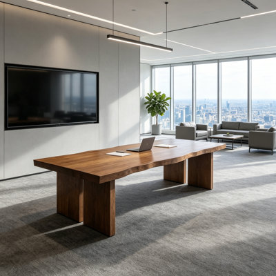 8-seater modern natural solid wood conference table, executive office desk