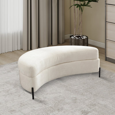 Upholstered Half Crescent Moon Storage Bench Large Ottoman by Latitude Run