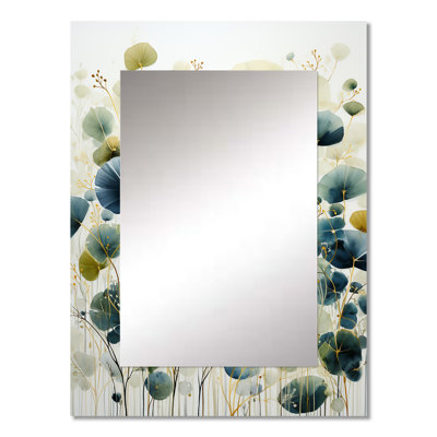 Blue Green Botanical Elegance - Botanicals Unique Wall Mirror Decor, Blue Large Mirror, Printed Metal Art