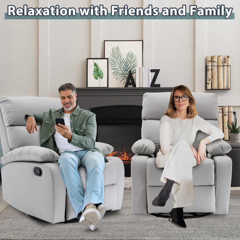  Swivel Rocker Recliners For Small Spaces,rocking Recliner Chair For Nursery,rv Recliners With Overstuffed Arm And Back (set Of 2)-Light Gray