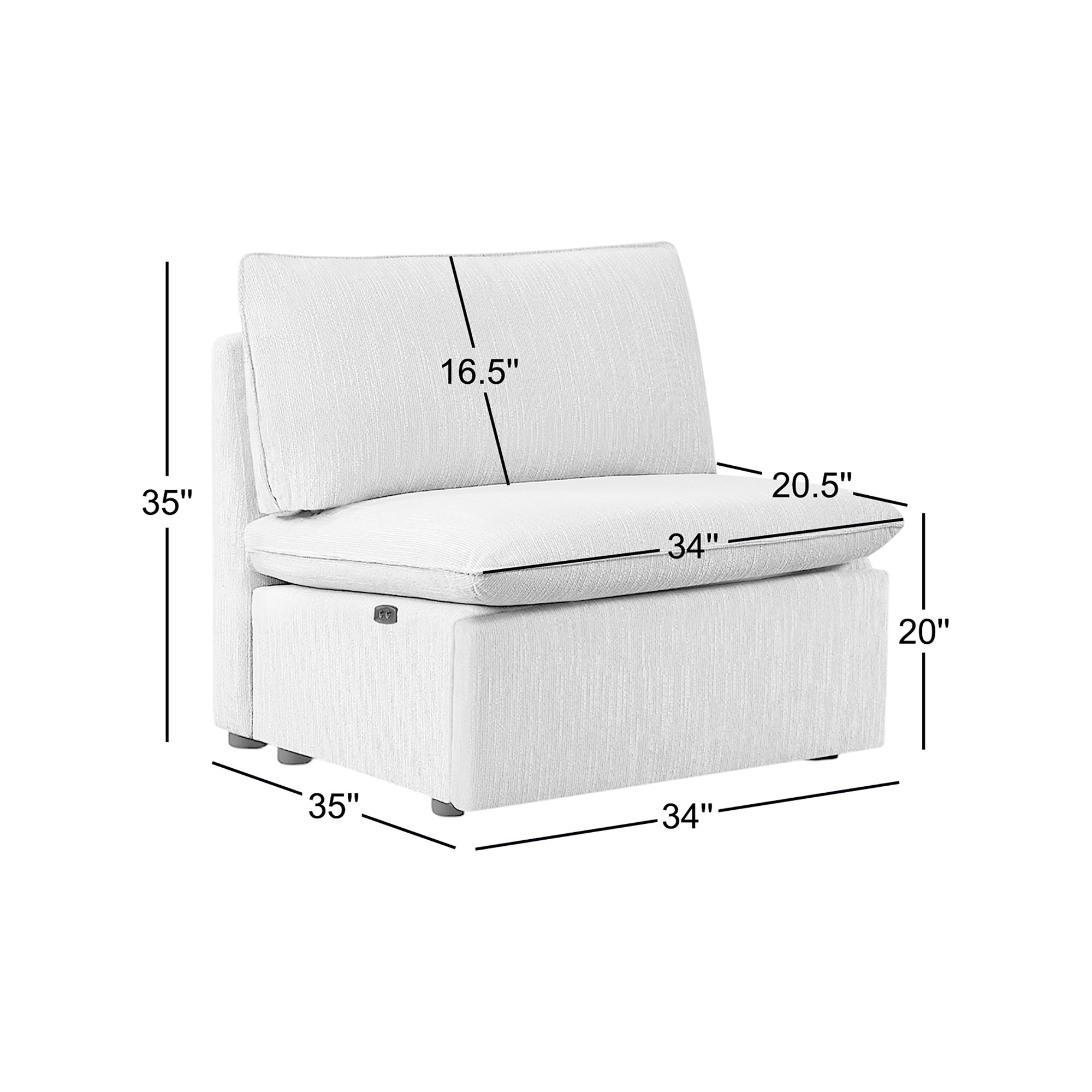 Greylan Power Reclining Armless Chair, Light Gray Polyester