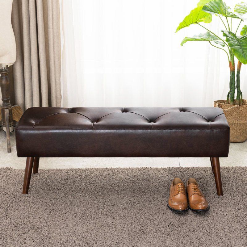 Banc en faux cuir Benjamin, Brun foncé