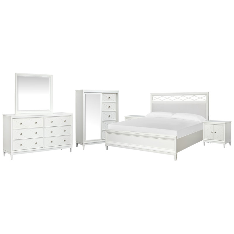 Très grande commode à 2 tiroirs Colby, 6 Pcs:Bed,2 Nightstand,Dresser,Mirror,Door Chest, Très grand