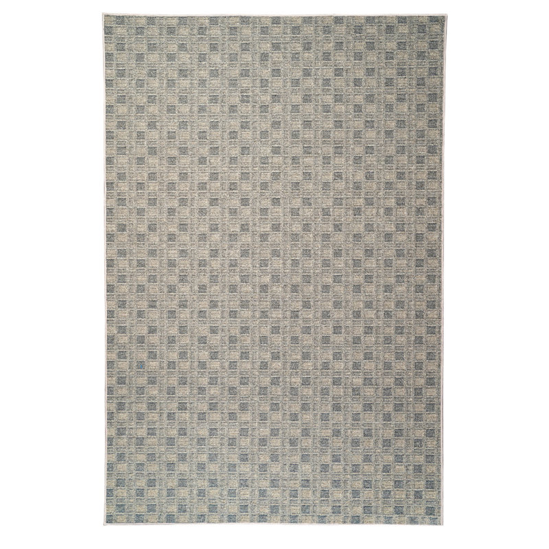 Abstract Indoor/Outdoor Commercial Color Rug - Beige, Pet Friendly Rug, Rectangle 7' x 9'