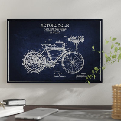 « floyd bingham motocyclette », impression sur toile en bleu marine