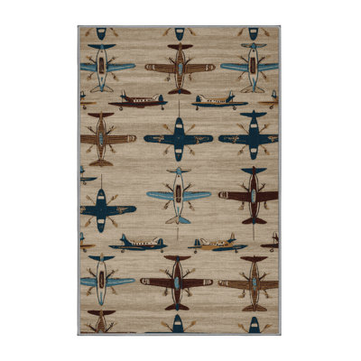 Machine Washable Transportation Gray Area Rug