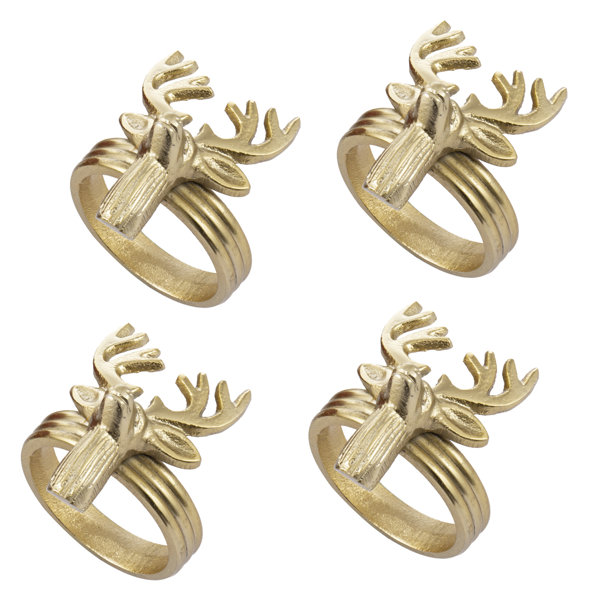 Arthur Court Elk Head Napkin Rings (Set of 4)