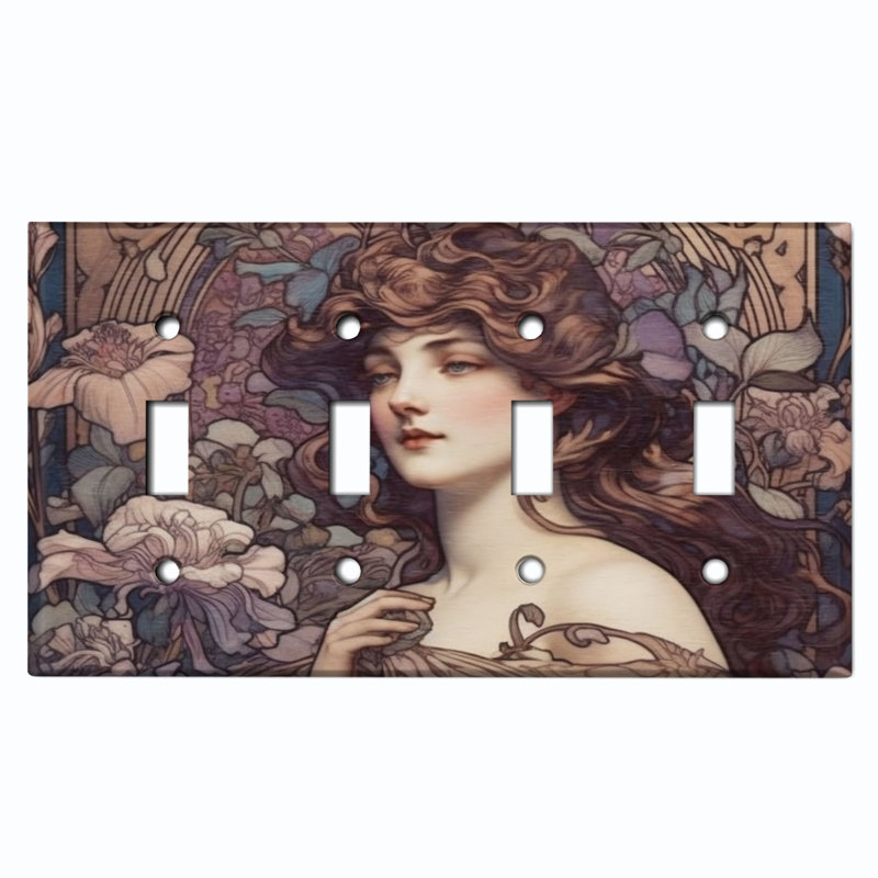 Copper Rust Patina Teal Print 4 - Gang Toggle Light Switch Standard Wall Plate