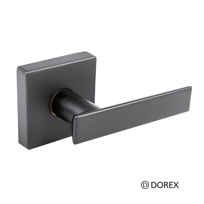 Faux levier de porte plat simple avec rosette carrée, Noir mat