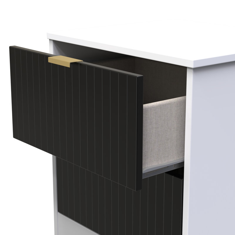 Barriner 45cm W Manufactured Wood Bedside Table, Deep Black/White Matt