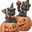 10.5" Paper pulp Black Cat with Pumpkin