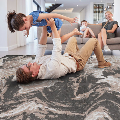 Tapis brun foncé 5 x 7 par métier à tisser, ne perd pas ses poils, ajout attrayant pour la salle à manger, tapis de salle à manger, sans perte de poils et sophistiqué