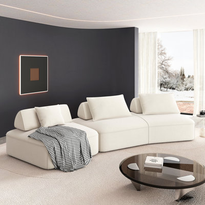 Modern Light Luxury Oversized Modular Sectional Sofa Set, DIY Upholstered Chenille Sofa with Removable Backrests and Soft Pillows, Deep Seat Couch and