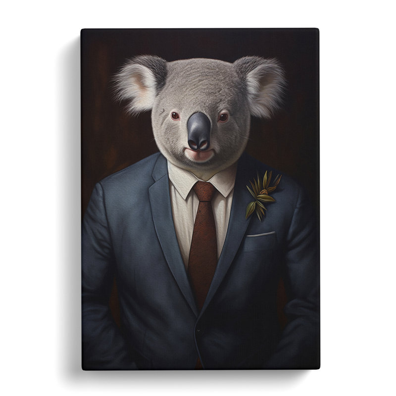 Koala Bear in a Suit Painting - Wrapped Canvas, 60cm H x 40cm W x 3cm D