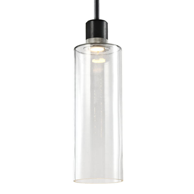 Zigrina Pendant, 71.88" H x 5.88" W x 5.88" D, Satin Brushed Black/Polished Nickel